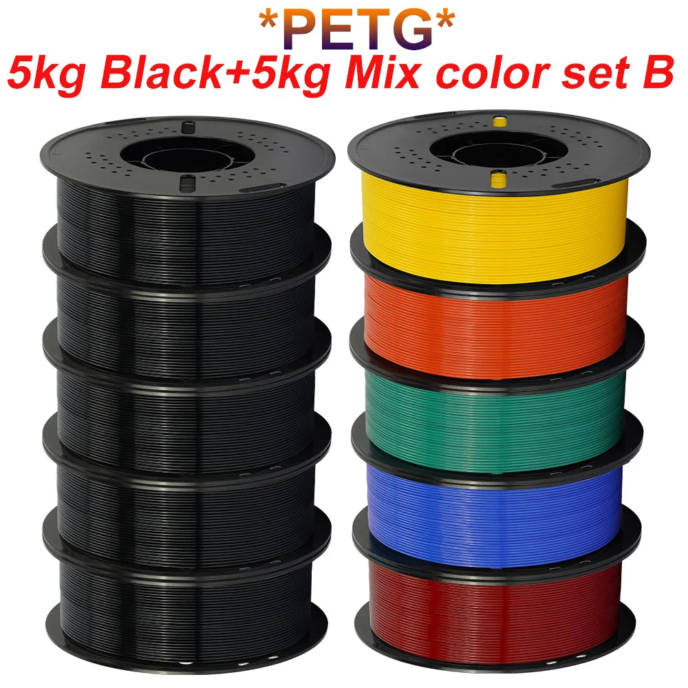 3D Printer Filament PLA & PETG 10KG 10 Rolls 1.75mm 26 Colors KINGROON
