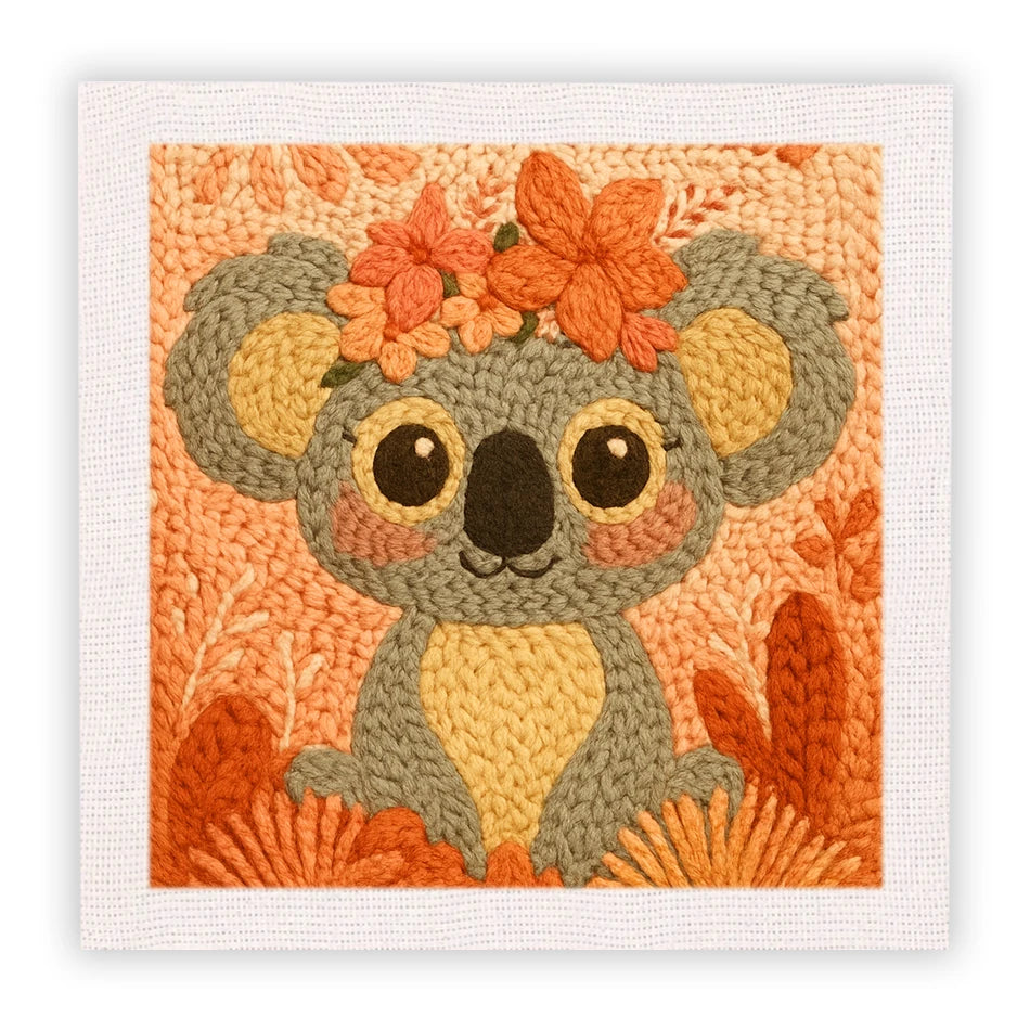 Punch Needle Kit, Animal Pattern with Frame for Handmade Embroidery Art