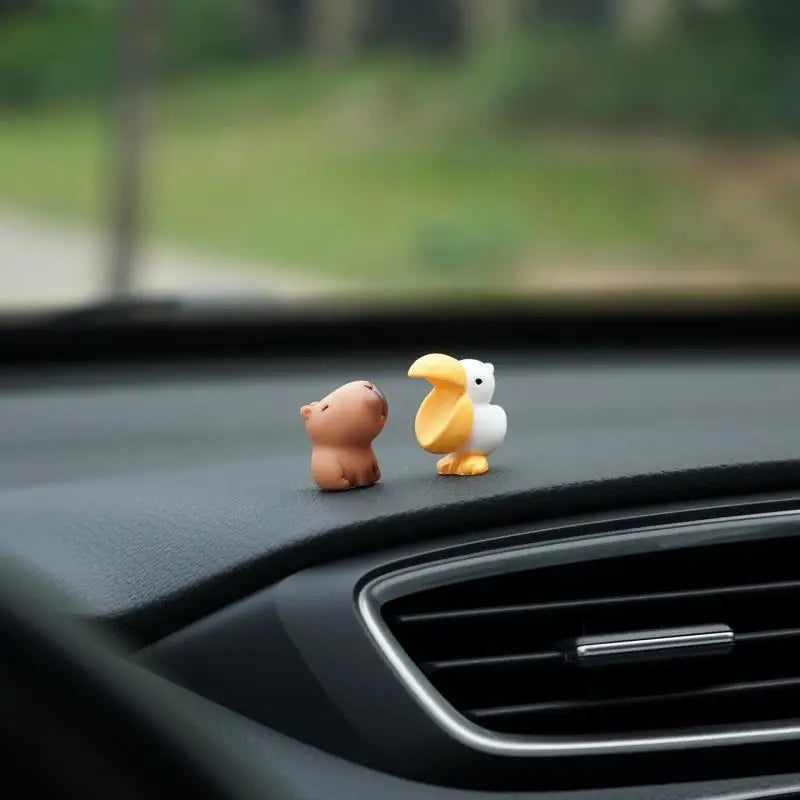 Cute Cartoon Capybara With Duck Car Dashboard Ornament Decoration