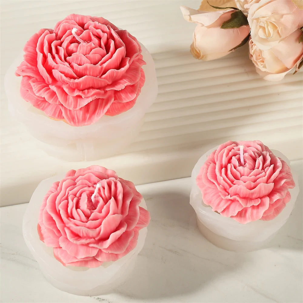 Rose & Peony Candle Mold - Silicone 3D Flower, 12 Styles