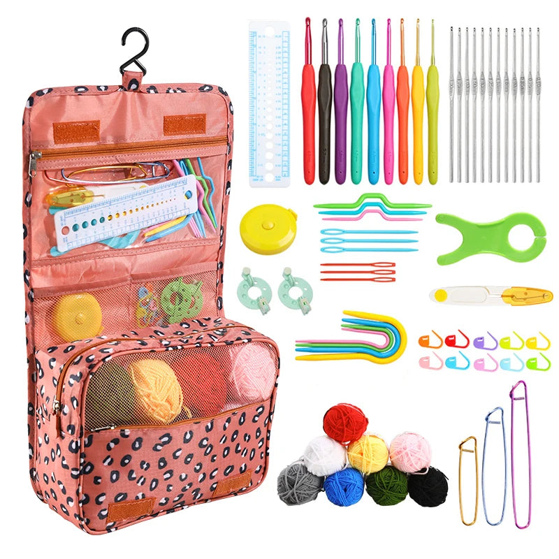 Crochet Hook Tool Set with Tote Organizer for Handmade Yarn Projects
