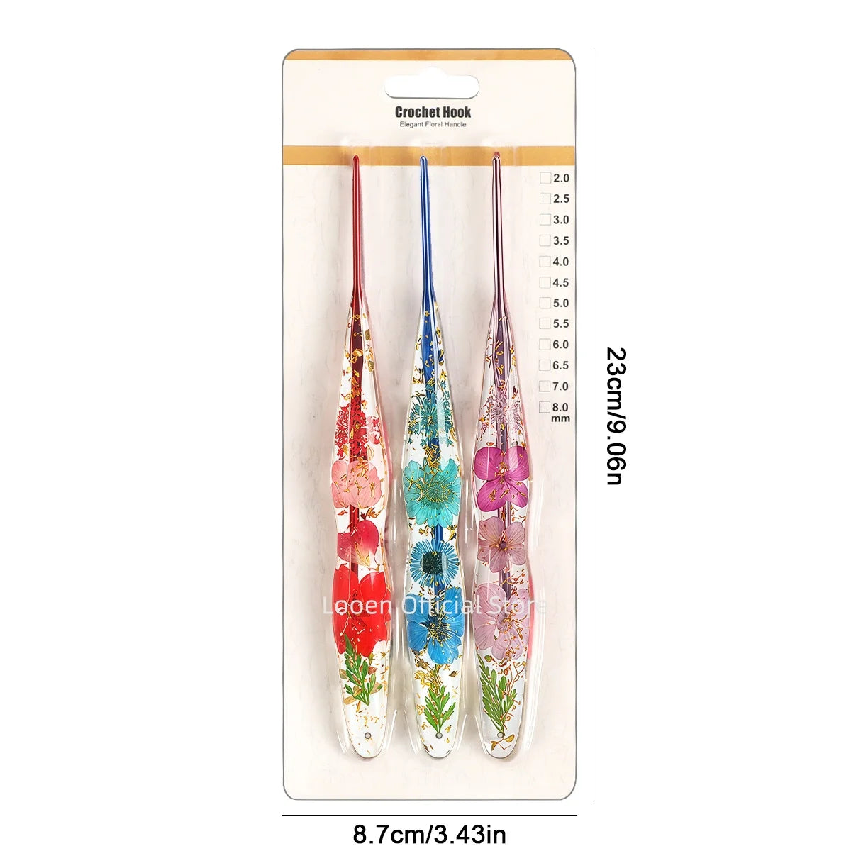 Crochet Hooks, Floral Resin Handles for Handmade Yarn & Weaving Crafts