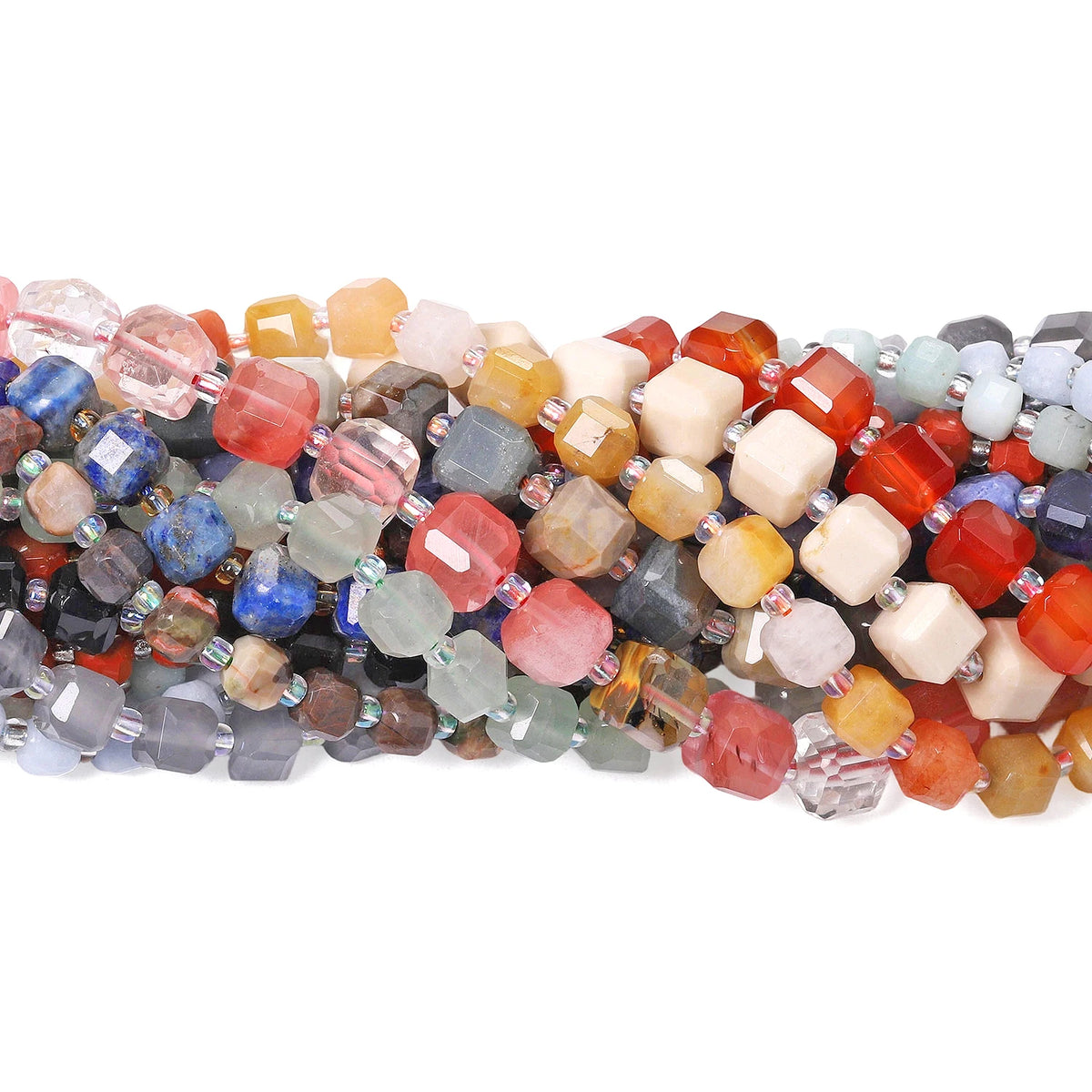 Stone Beads Faceted Cube Amazonite Jasper Quartz Styles for DIY Jewelry Making