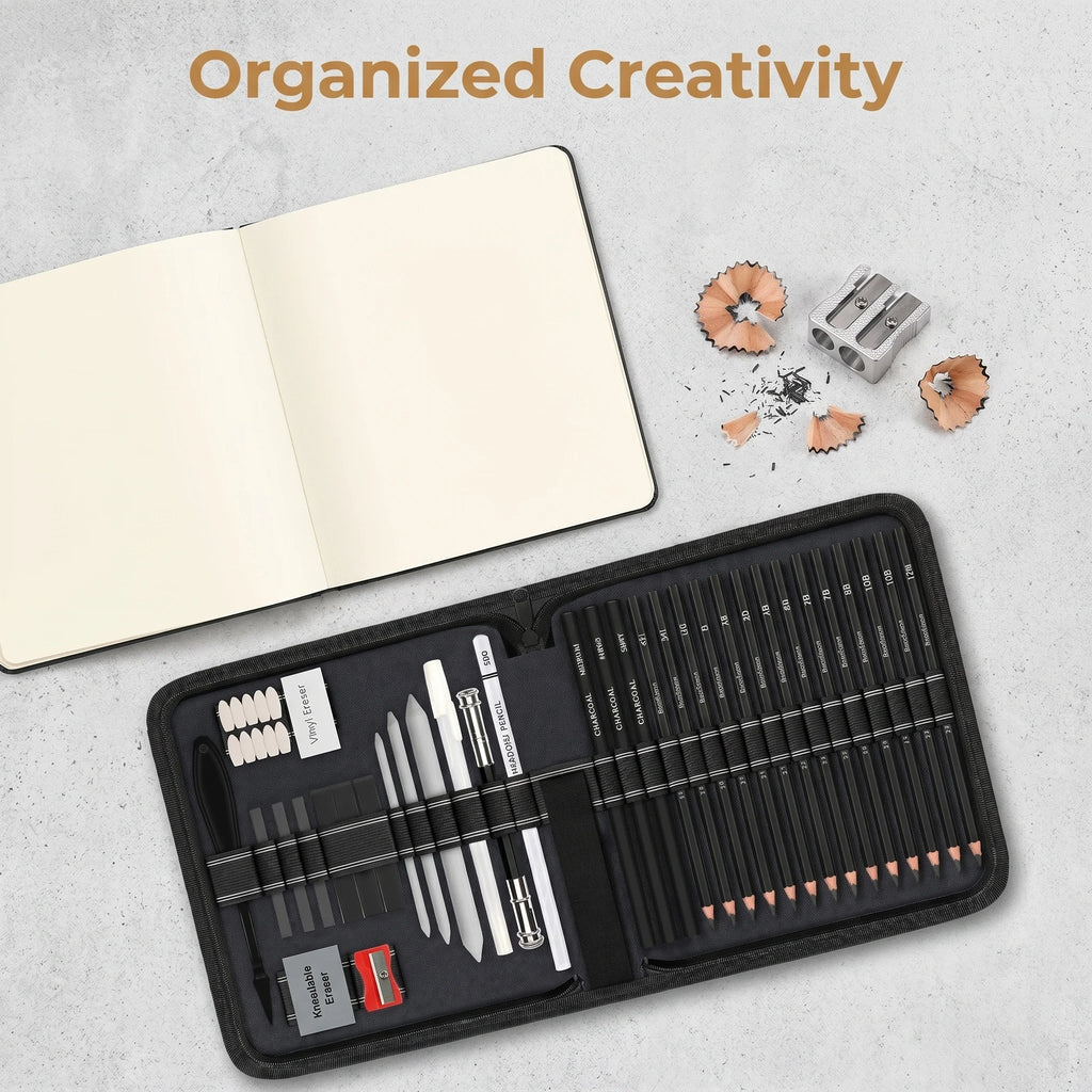 Artist Drawing & Sketching Kit with Sketchbook — 46 to 68 Pieces