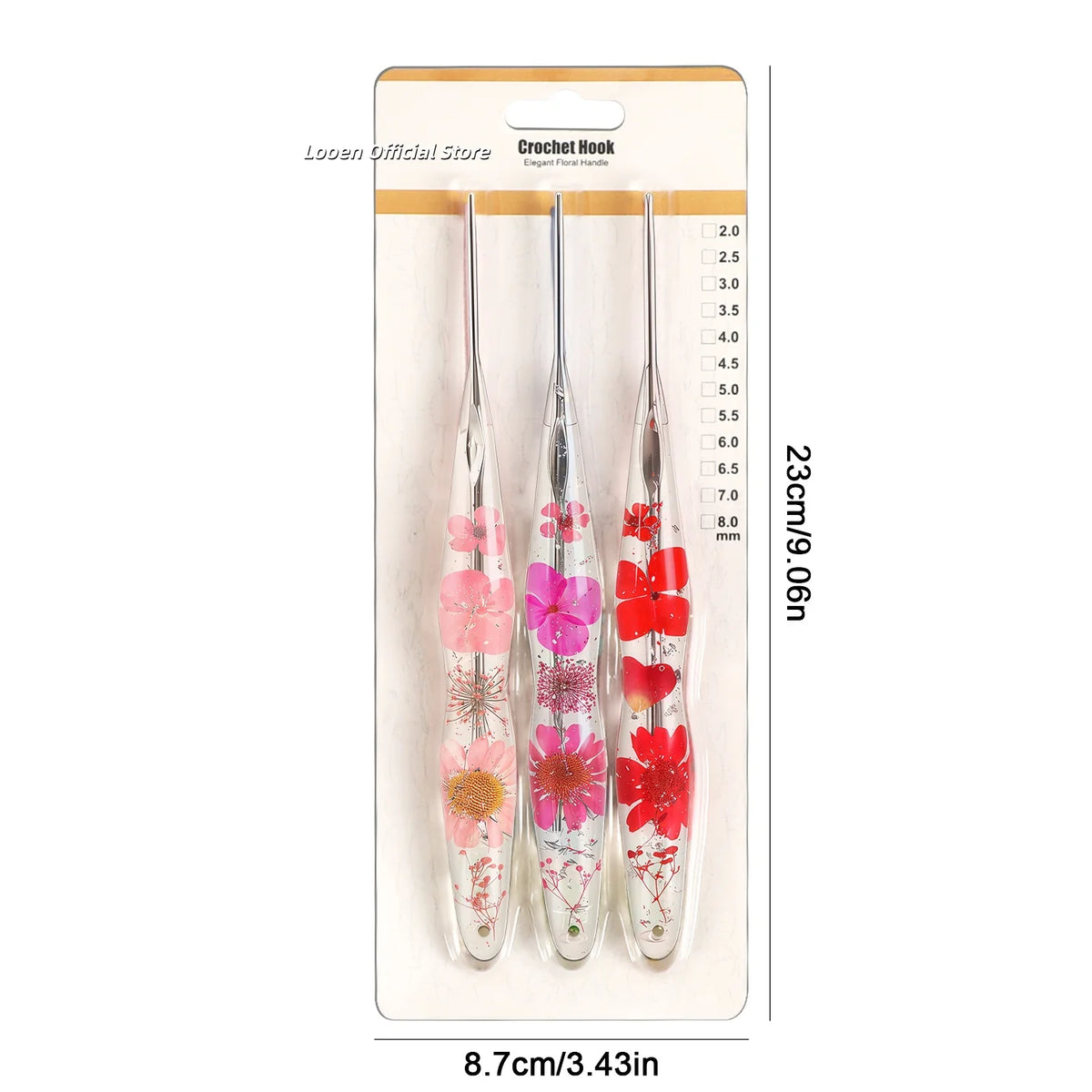 Crochet Hook, Gourd-Shaped Floral Resin Handle for Handmade Yarn Projects