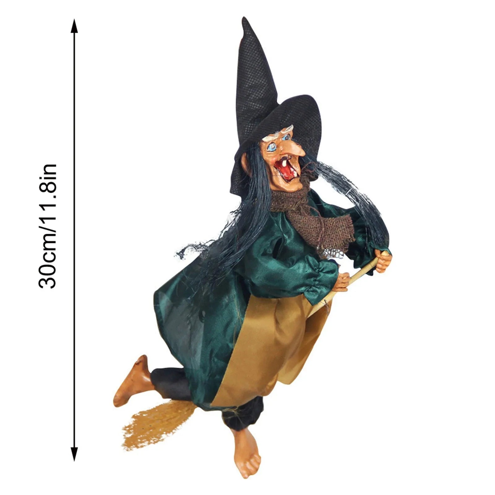 Halloween Hanging Broom Witch Spooky Decor Sound Props Scary Electric Haunted House