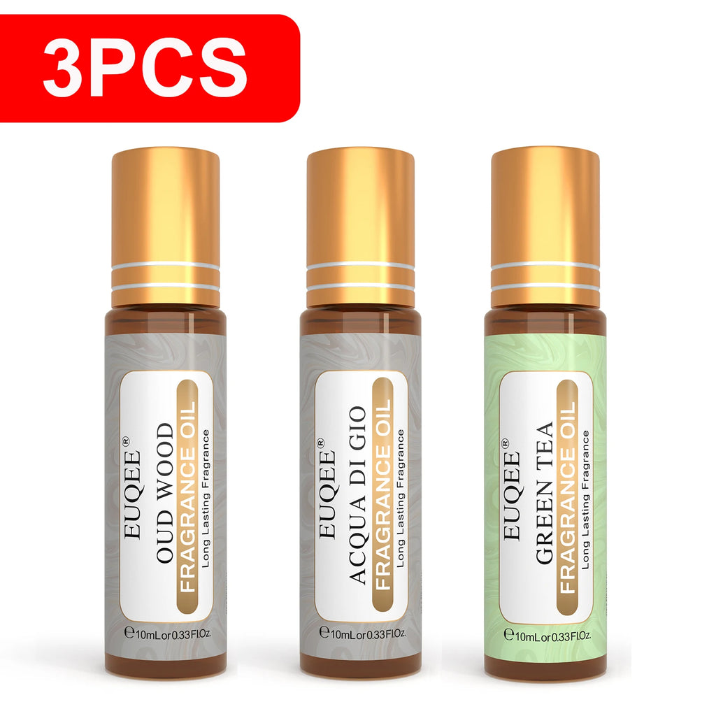 EUQEE 3pcs/1pcs Men's Fragrance Oil Leather Sweet Tobacco Dragons Blood Vanilla Musk Oud Wood Coffee Aromatherapy Perfume Oils