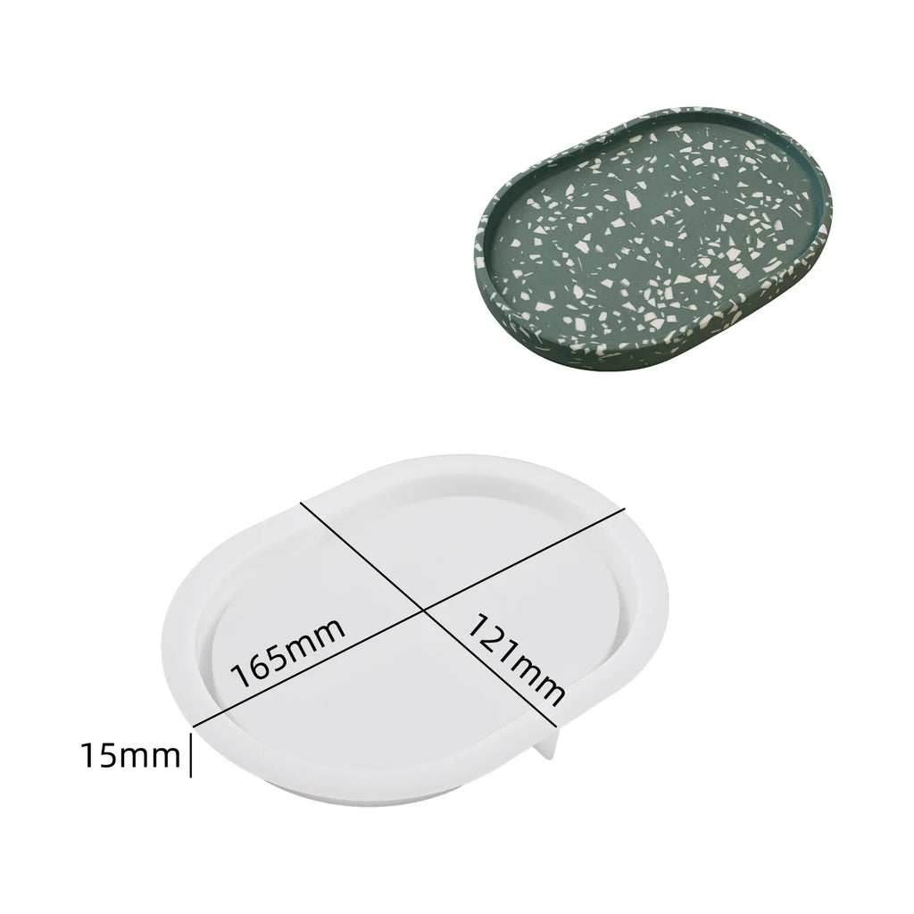 Carved Flower Oval Tray Silicone Mold DIY Concrete Cement Storage Dish Mould Jewelry Display Plate Plaster Resin Casting Molds