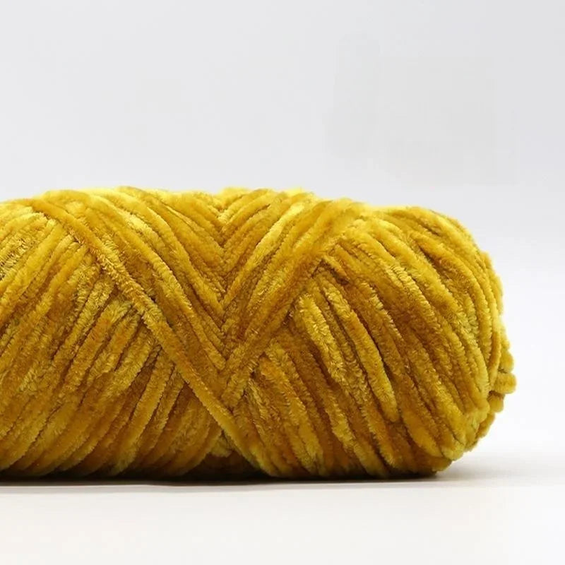 Yarn, Chenille Velvet-Style with Gold Luster for Scarves, Sweaters & Dolls