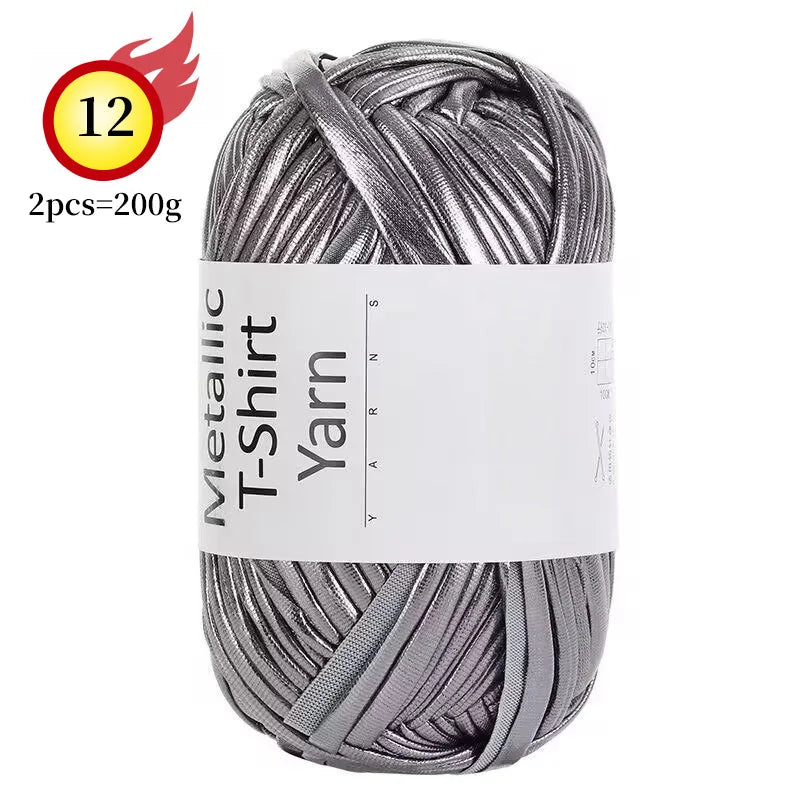 Yarn, Shiny Metallic Fabric for Crochet Bags, Cushions, Baskets & Crafts