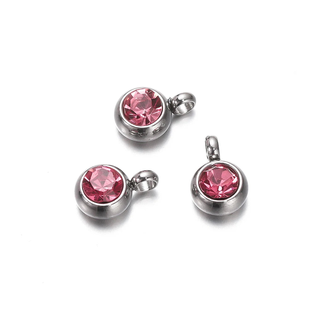 Earring Components Stainless Steel Birthstone Necklace Pendant Craft Supplies