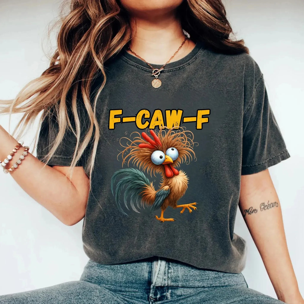 T-Shirt Unisex F-CAW-F Funny Rooster Meme Graphic Tee Humorous Novelty Shirt