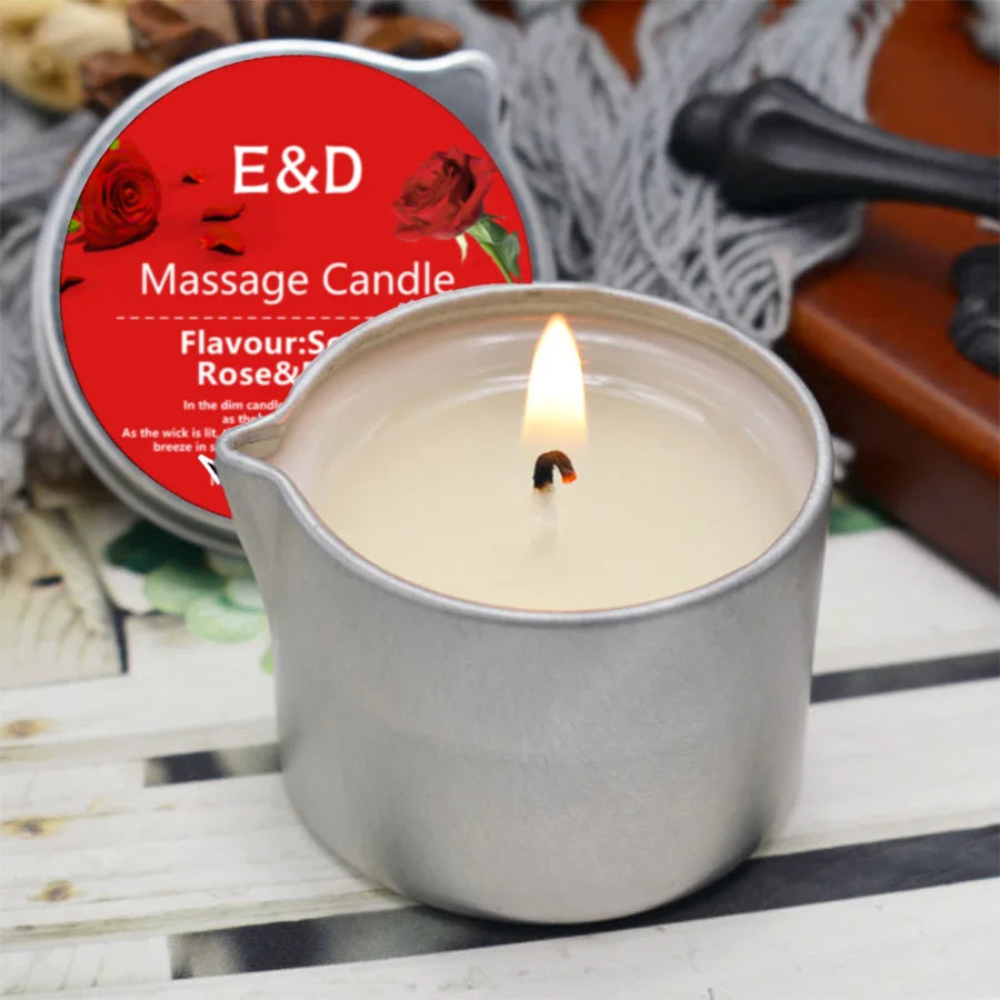 1pc Rose Scented Home Body Oil Aromatherapy Candle, Massage Oil Candle /2oz Massage Oil Candle for Pure Relaxation and Home SPA