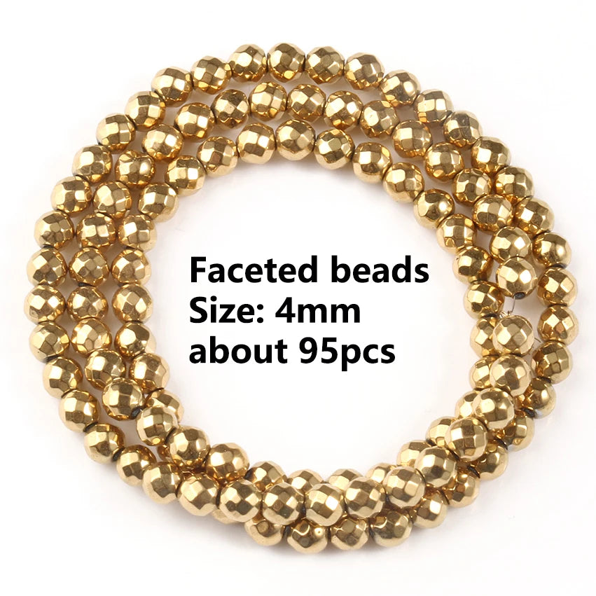 Stone Beads Gold-Tone Hematite-Style Spacer Shapes for DIY Jewelry Making