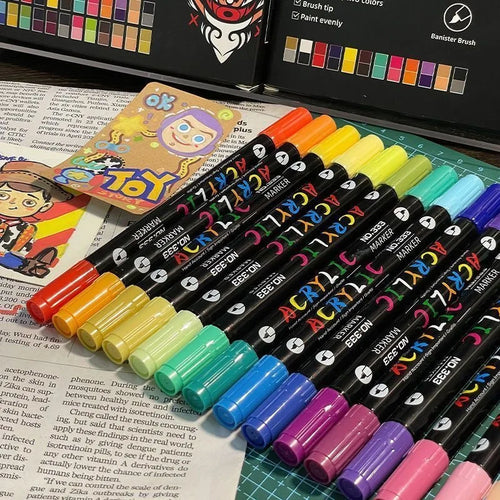 Acrylic Paint Markers, Dual-Tip Fine & Brush, 24 to 120 Colors
