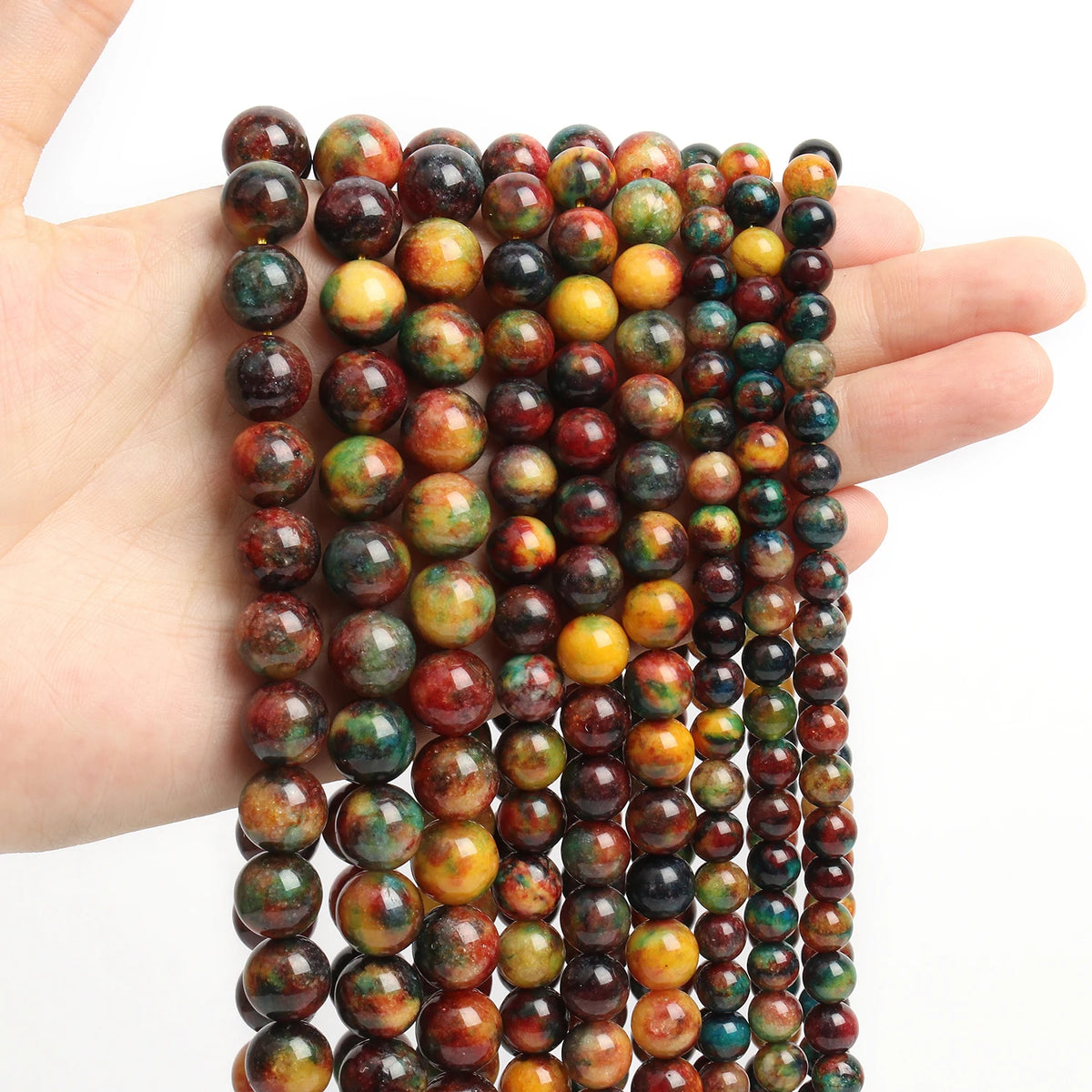 Stone Beads Round Dragon Vein Agate-Style for DIY Jewelry Making Craft Beads