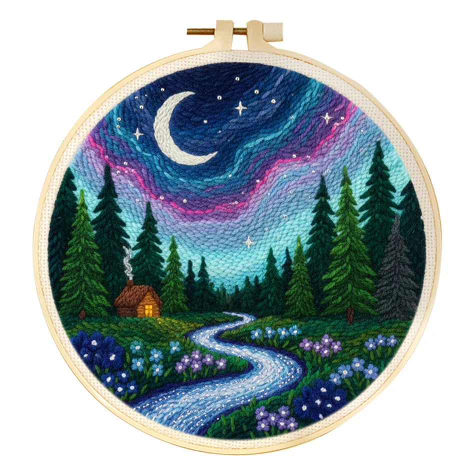 Punch Needle Kit, Forest River Landscape for Handmade Wall Art & Gifts