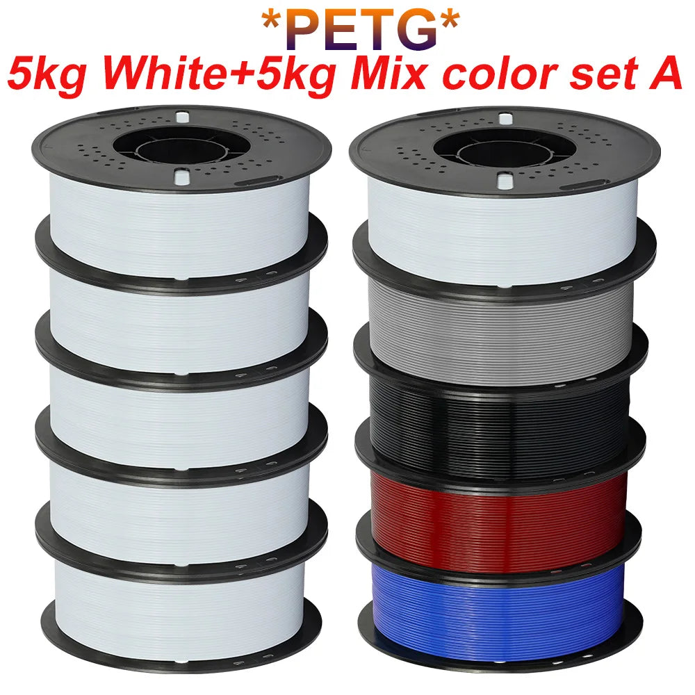 3D Printer Filament PLA & PETG 10KG 10 Rolls 1.75mm 26 Colors KINGROON