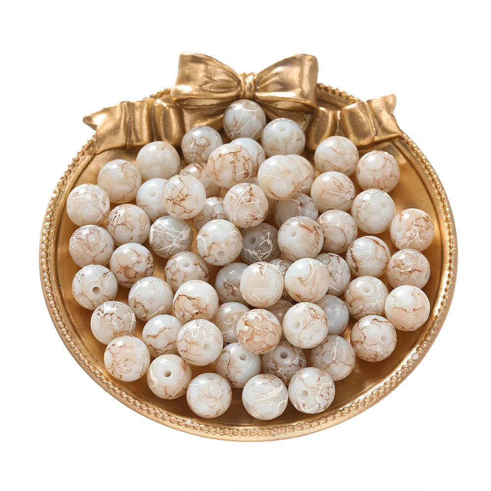 Glass Beads Crystal Crackle Round Imitation Jade-Style Stone Crafts Craft Beads