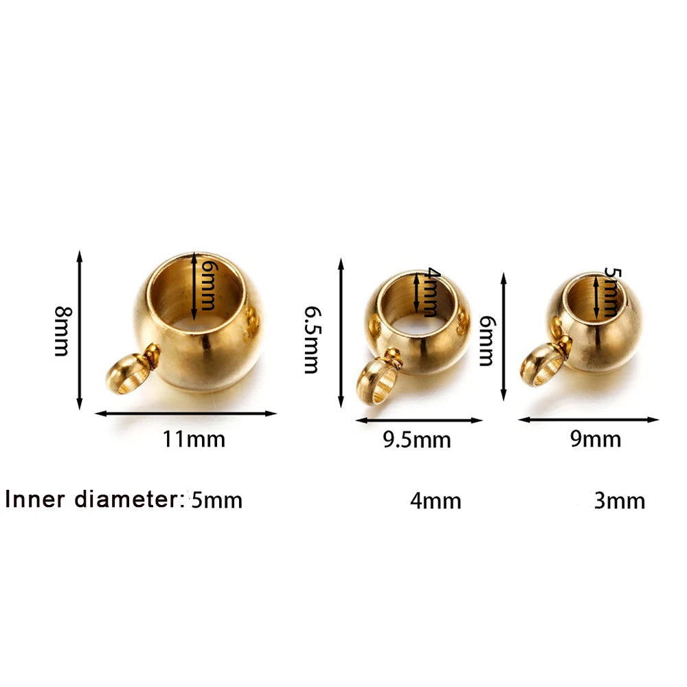 Bail Beads Stainless Steel Gold Color Large-Hole for DIY Jewelry Making