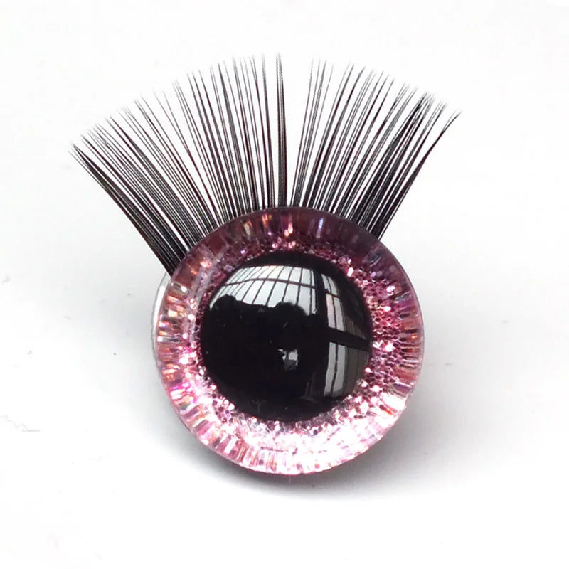 New 20pcs / lot 12-30mm Glitter Toy Eyes With Eyelash With Hard Washer For DIY Doll eyes toy accessories safe eyes