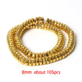 Stone Beads Black Gold Silver Color Volcanic Lava Rondelle Spacer Craft Beads