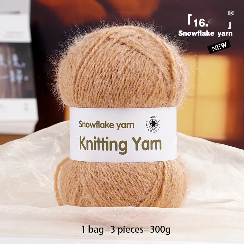 Yarn, Long-Pile Snowflake Texture for Shawls, Sweaters, Hats & Scarves