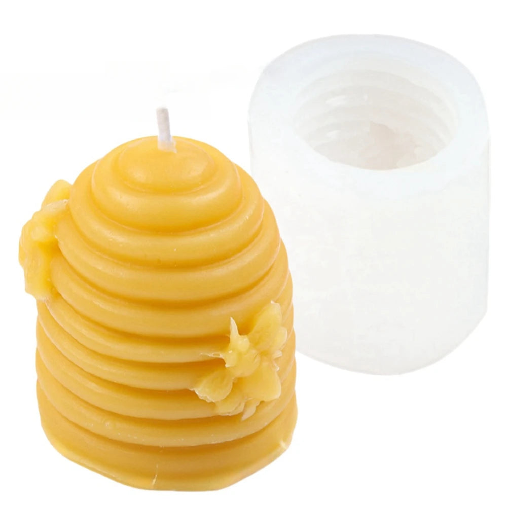 3D Bee Honeycomb Candle Molds Beehive Pillar Silicone Mold DIY Homemade Beeswax Scented Plaster Candle Soap Mold Home Decor