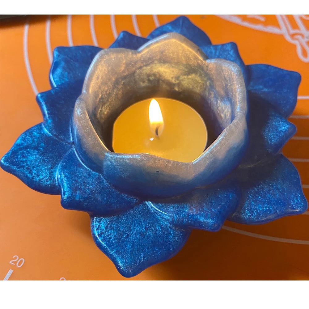 3D Lotus Candlestick Silicone Mold for DIY Planter Storage Box Craft Making Concrete Resin Plaster Mould Candle Holder Mold Tool