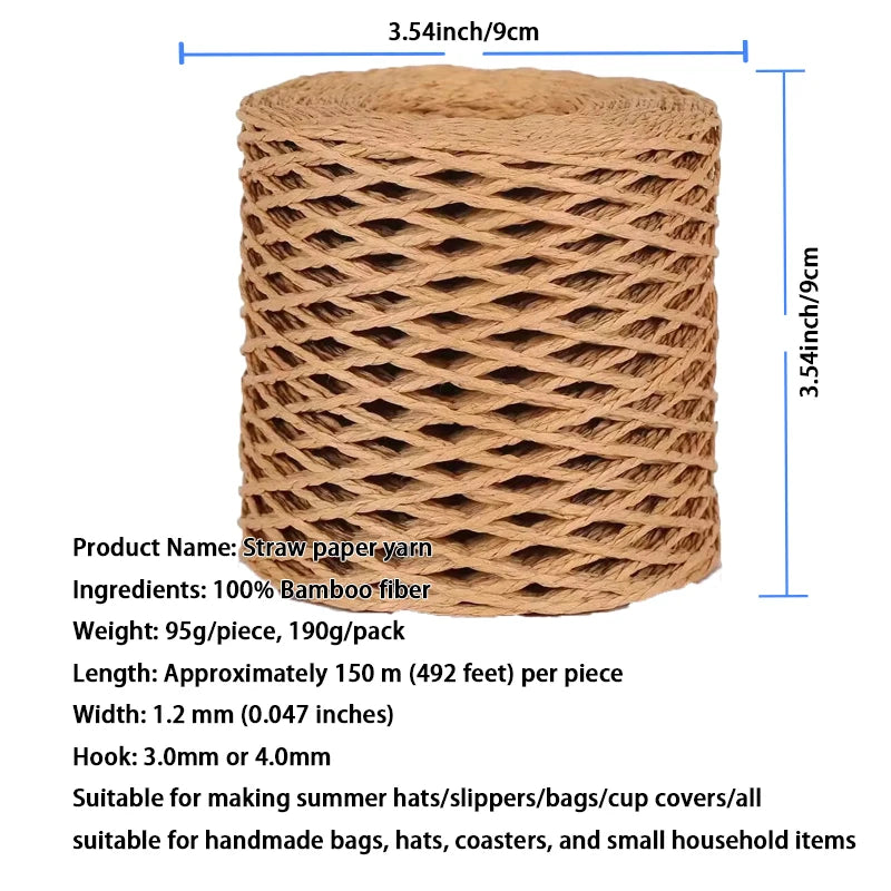 Yarn, Raffia-Style for Summer Hats, Bags, Slippers, Gift Wrap & Crafts