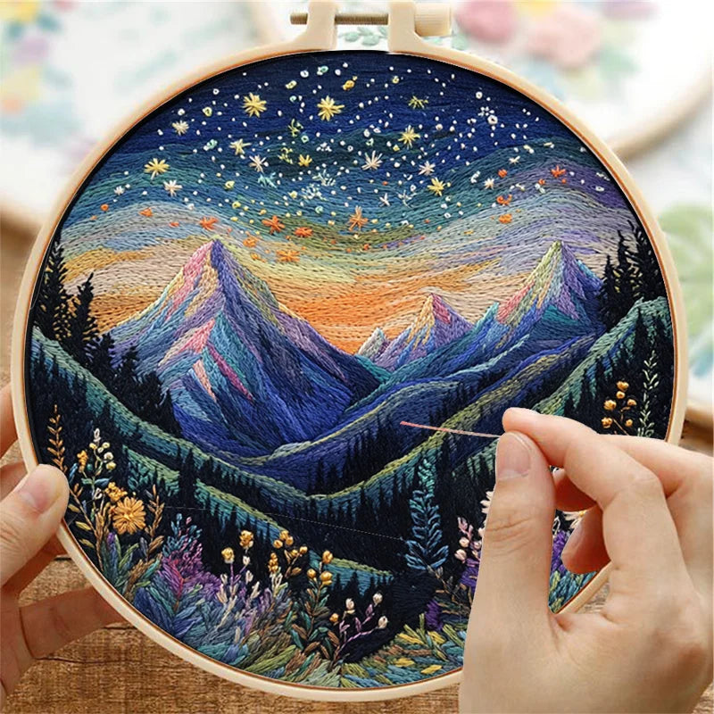 Embroidery Kit, Aurora Pattern for Beginner Needlework & Handmade Decor