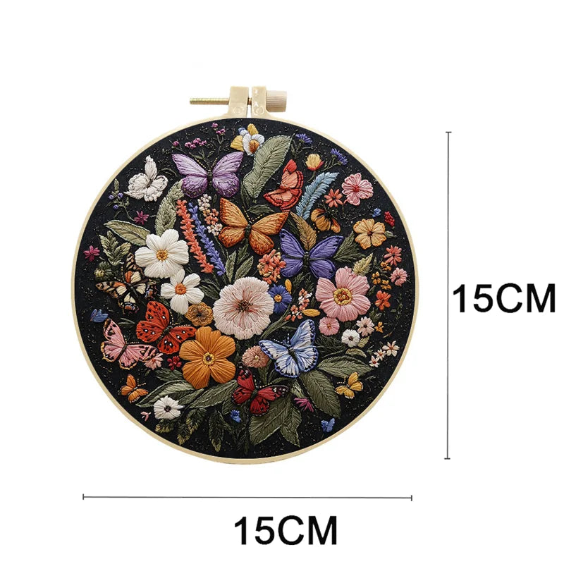 Embroidery Kit, Flowers & Birds for Beginner Stitch Practice & Home Decor