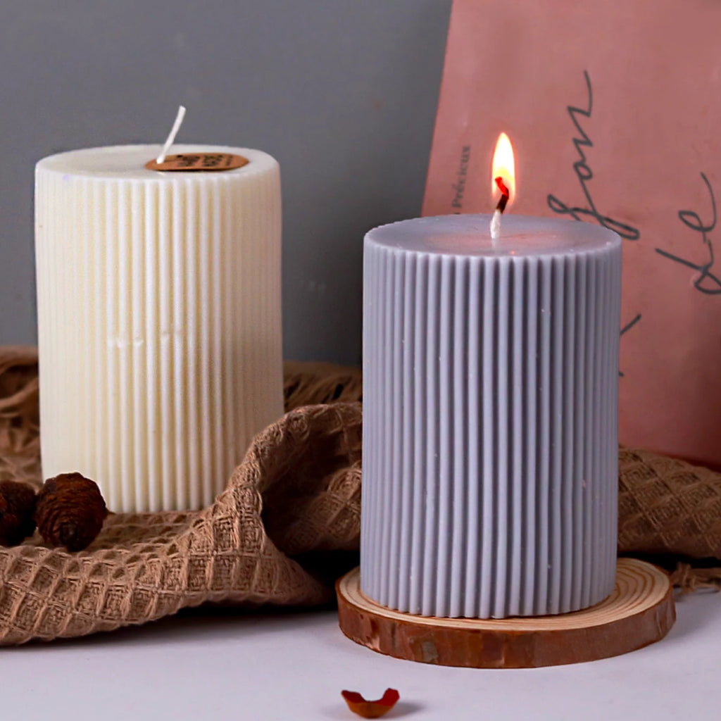 Striped Cylindrical Candle Silicone Mold Handmade Scented Candle Making Wax Mould DIY Crystal Epoxy Resin Craft Molds Home Decor