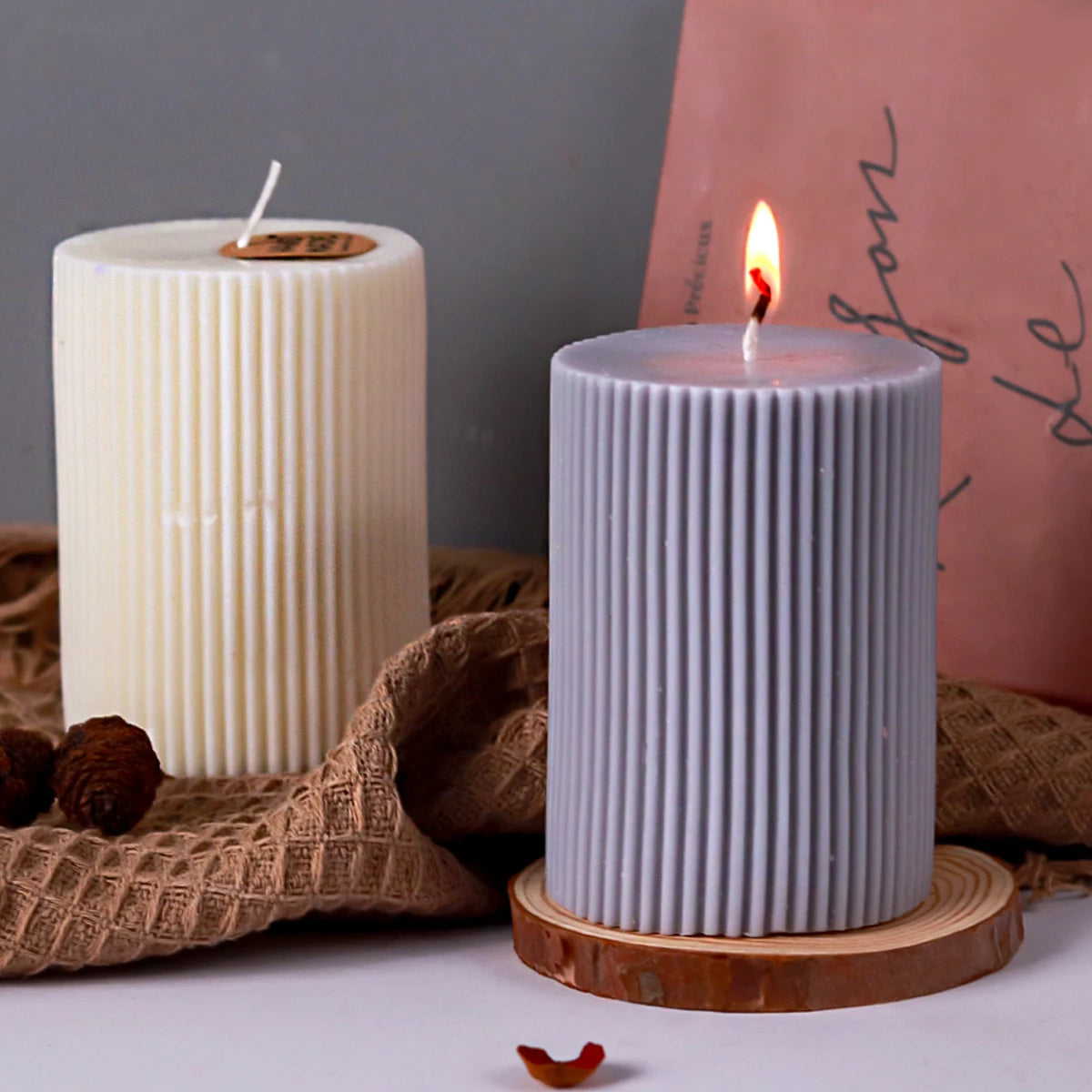 Striped Cylindrical Candle Silicone Mold Handmade Scented Candle Making Wax Mould DIY Crystal Epoxy Resin Craft Molds Home Decor