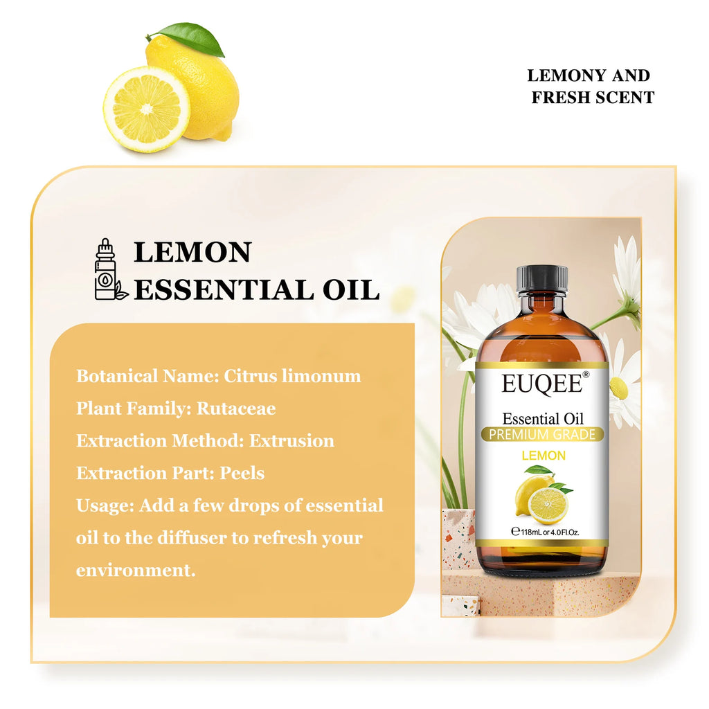 EUQEE 118ml Pure Essential Oil For Skin Peppermint Lavender Eucalyptus Vanilla Bergamot Aromatherapy Essential Oils For Diffuser