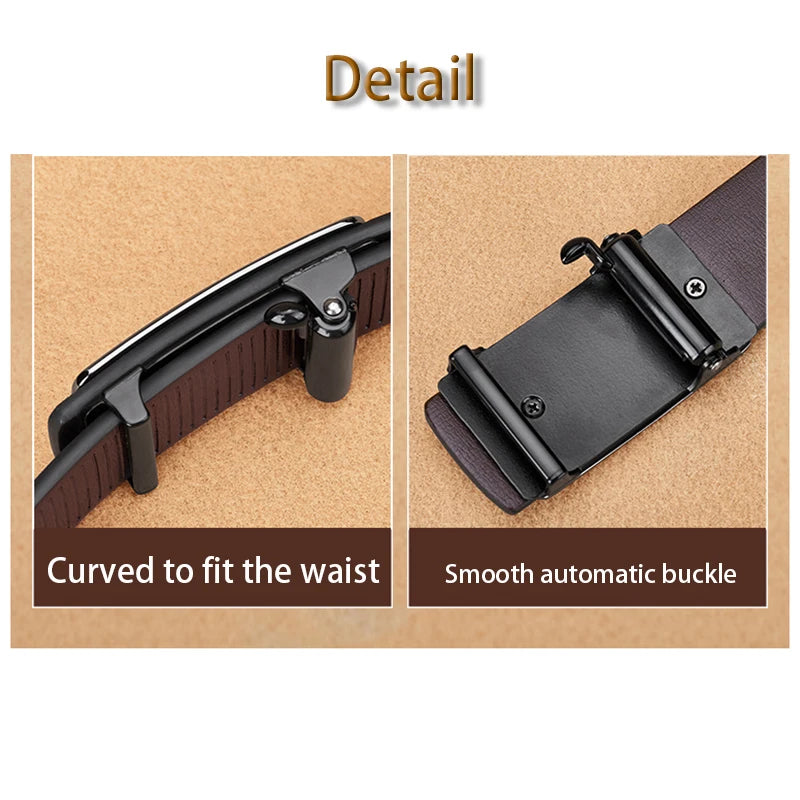 Men's Ratchet Belt Genuine Leather Automatic Buckle for Jeans, Dress, Golf