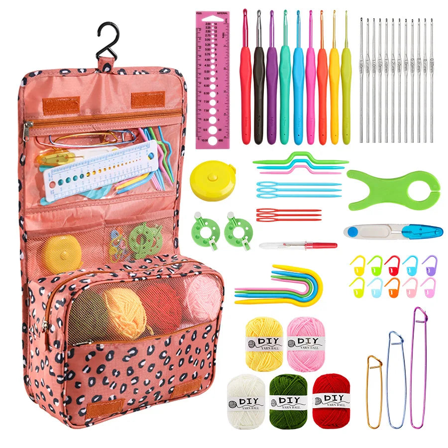 Crochet Hook Tool Set with Tote Organizer for Handmade Yarn Projects