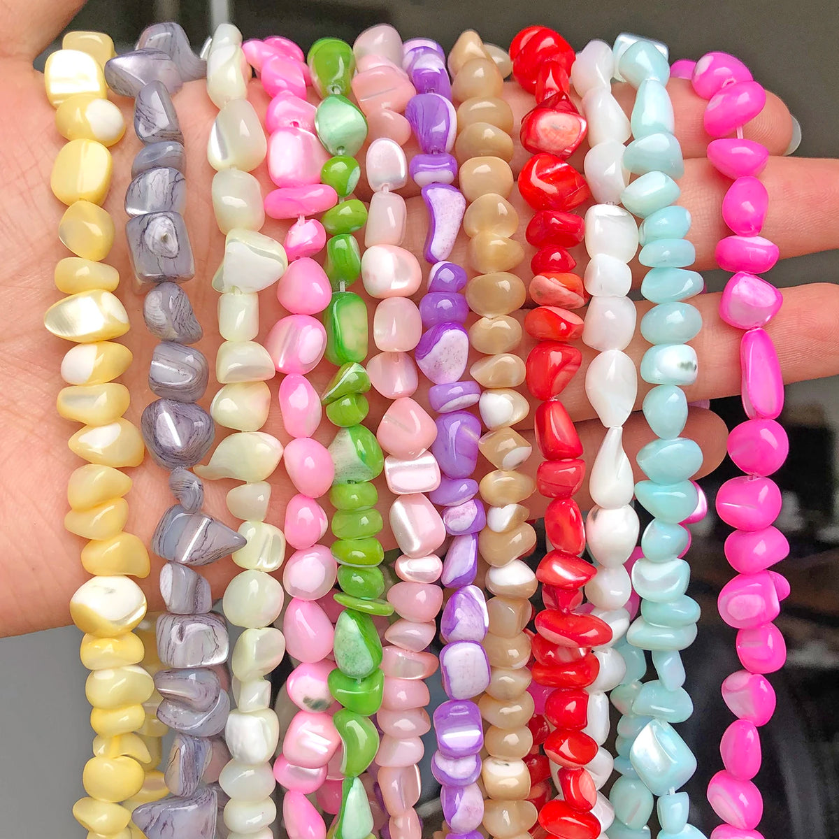 Shell Beads Irregular Graval Dyed Mother of Pearl Bracelet Bracelet Supplies