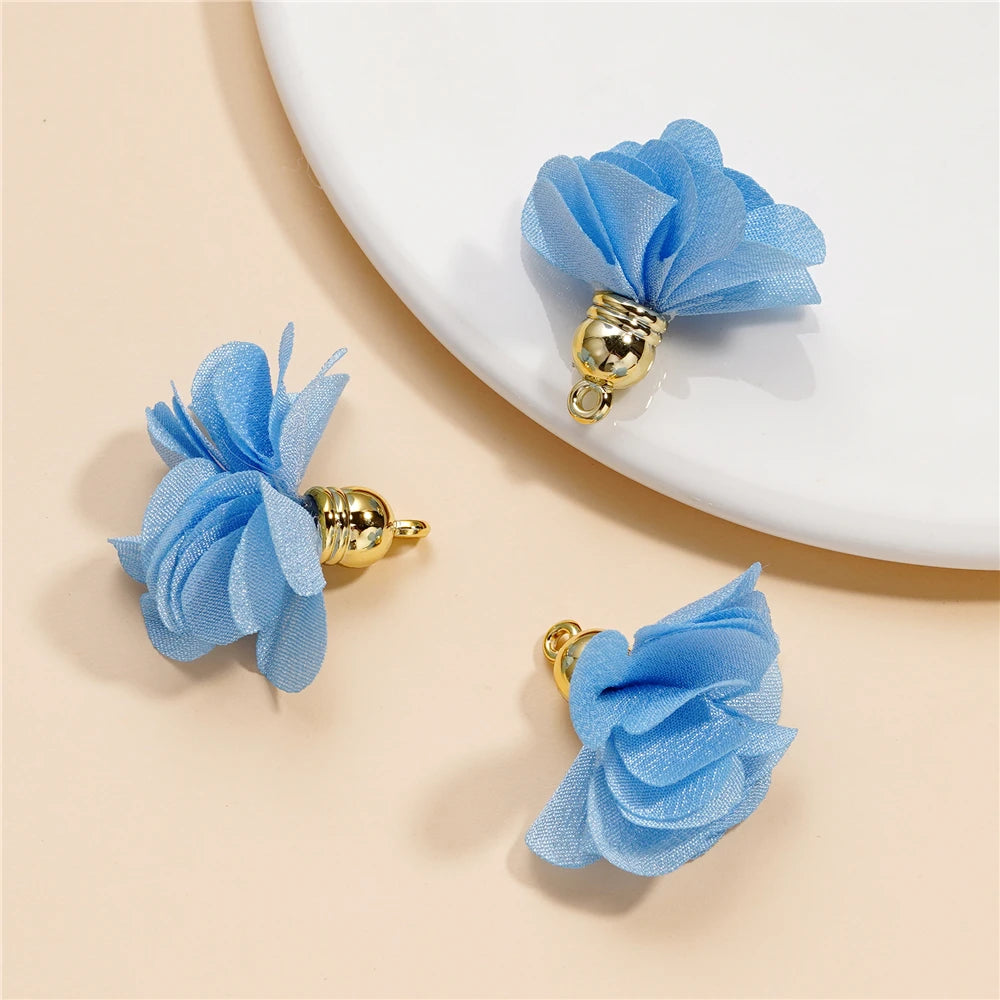 Earring Components Fabric Flower Tassel Pendants Bracelet DIY Jewelry Making