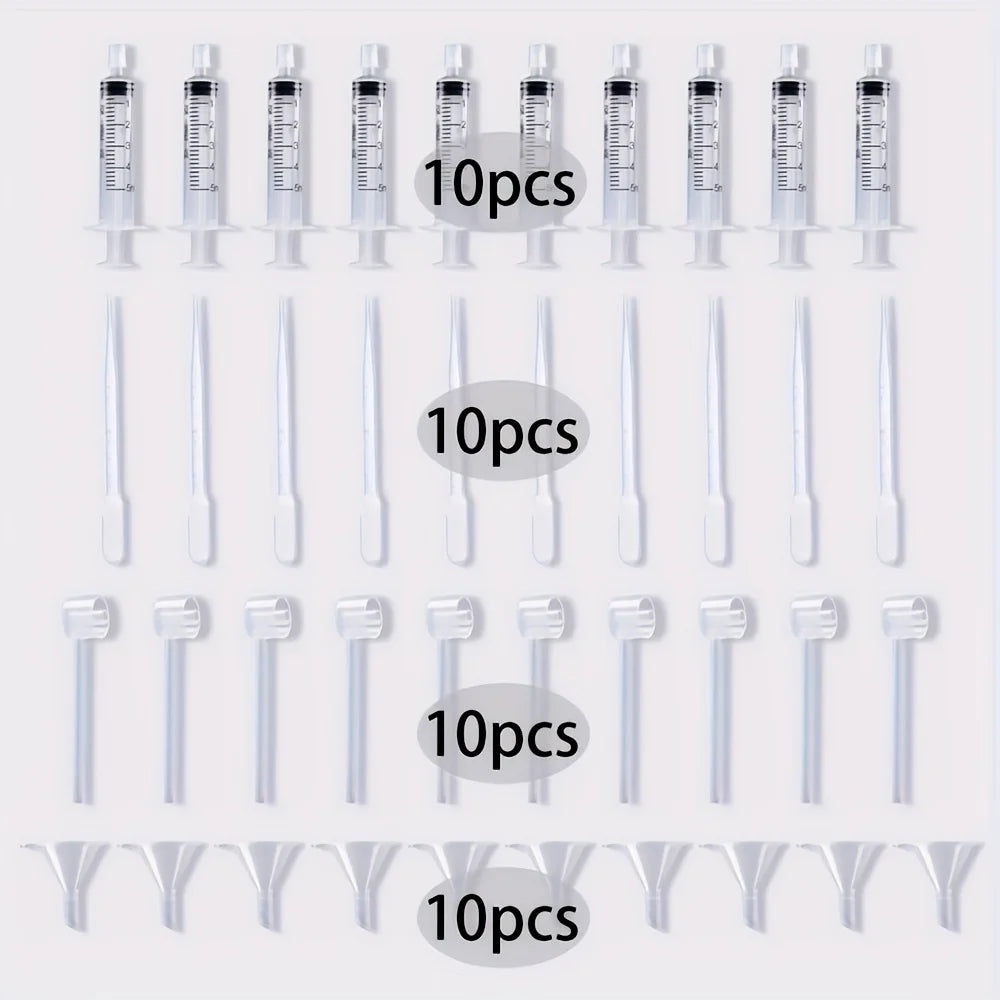Perfume Refill Tool Set Plastic Funnels Pipettes Droppers and Syringes