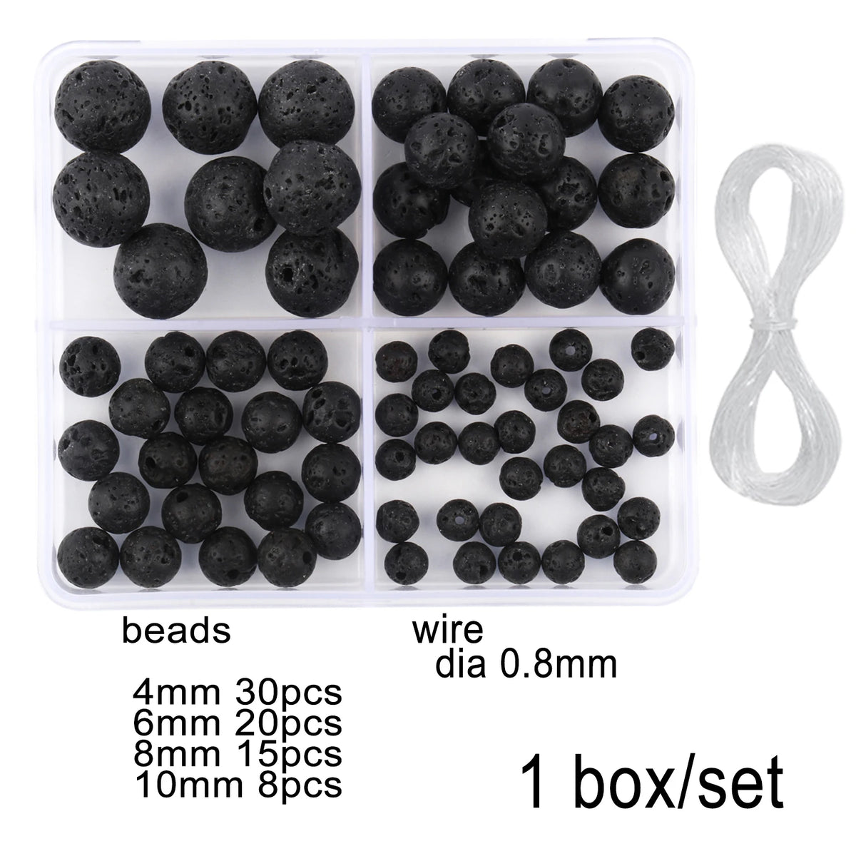 Stone Beads Black Volcanic Lava Spacer Waist Bracelets Necklace Craft Beads