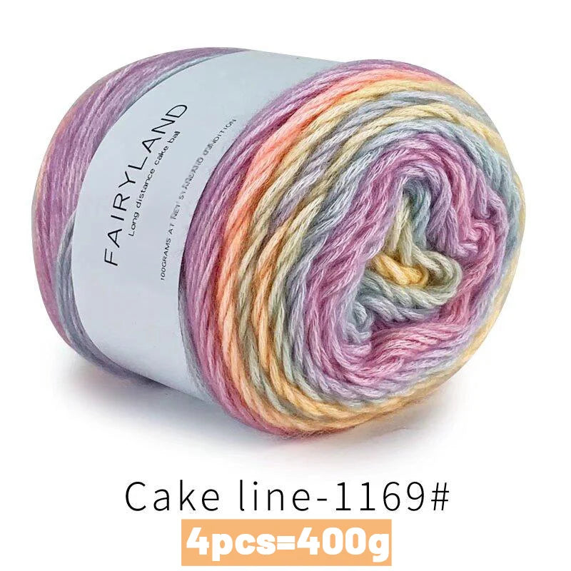 Yarn, Rainbow Gradient Cake for Handmade Sweaters, Scarves & Winter Hats