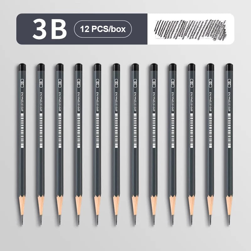 Graphite & Charcoal Sketch Pencil Set — 2H to 14B, 12 or 24 Piece