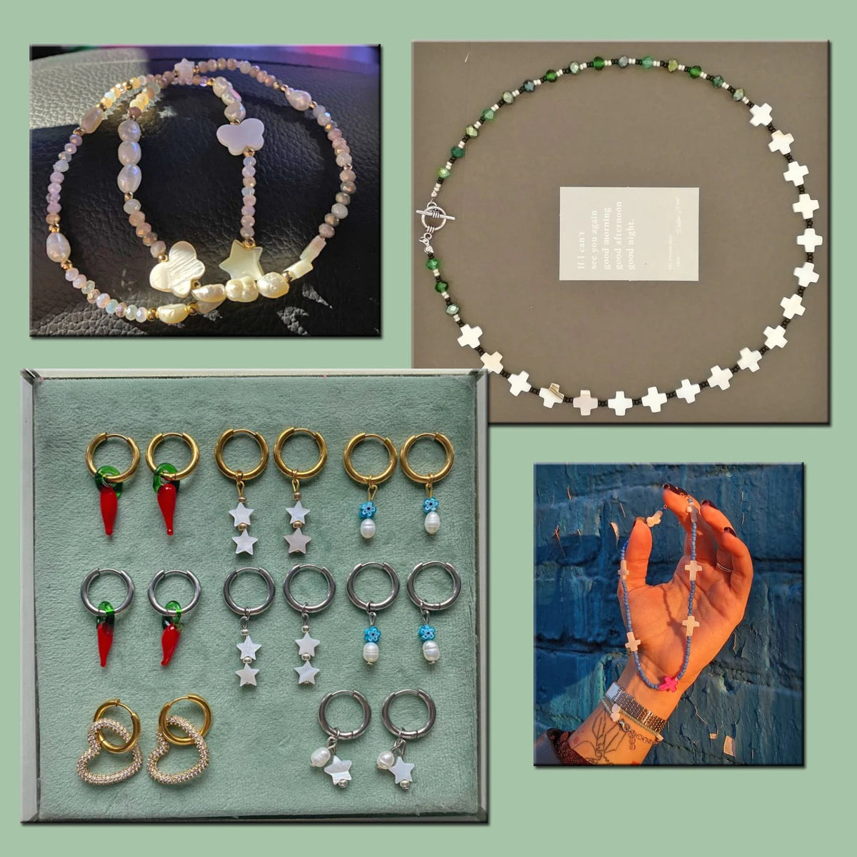 Shell Beads Mother-of-Pearl Heart Star Round Shapes for DIY Jewelry Making