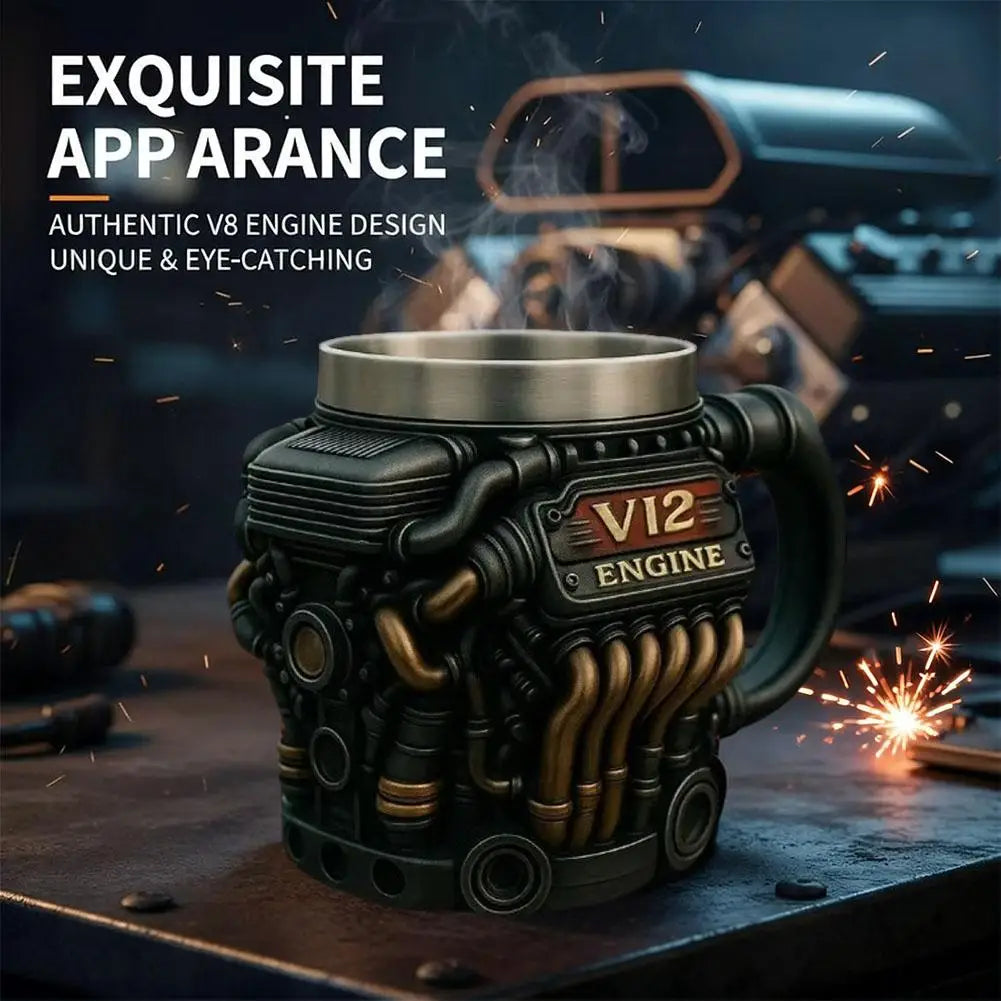 Engine Shaped Mug | Stainless Steel Liner | V6, V8 & V12 Designs | Gift