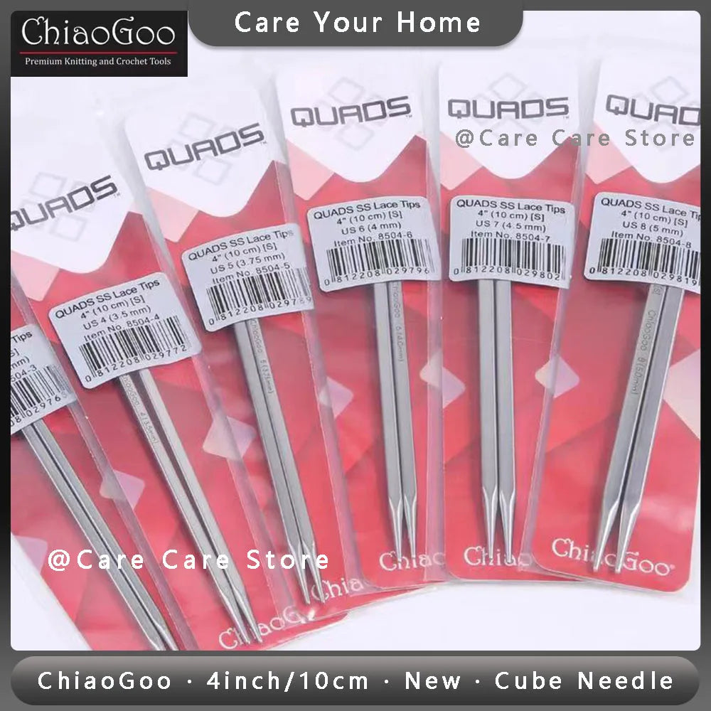 Knitting Needle Tips, ChiaoGoo QUADS Cubic Stainless Steel Interchangeable
