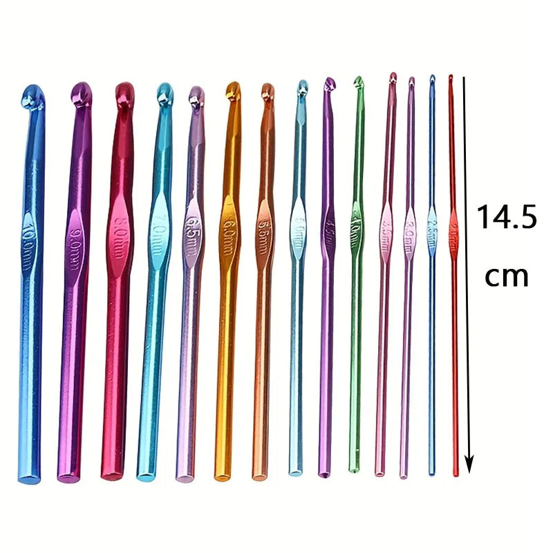 Crochet Hooks, Multicolor Aluminum Set for Handmade Yarn & Weaving Crafts