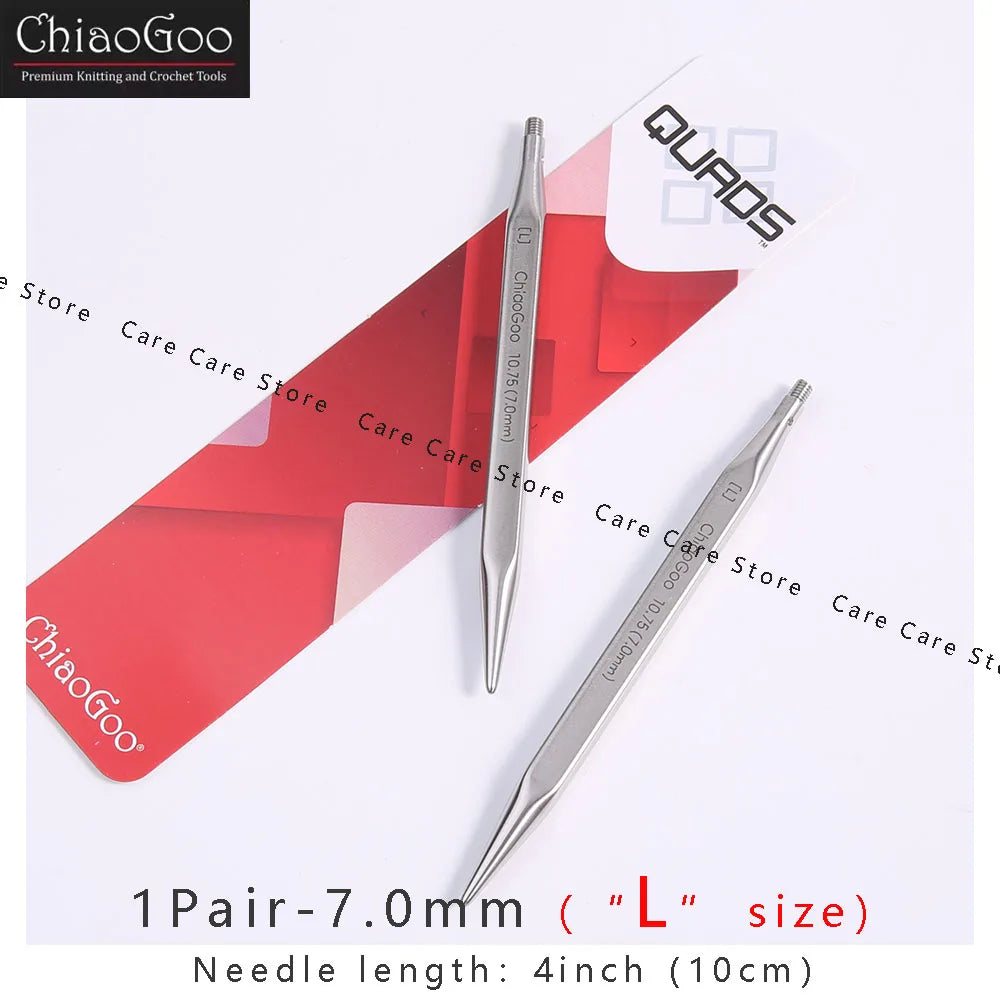 Knitting Needle Tips, ChiaoGoo QUADS Cubic Stainless Steel Interchangeable