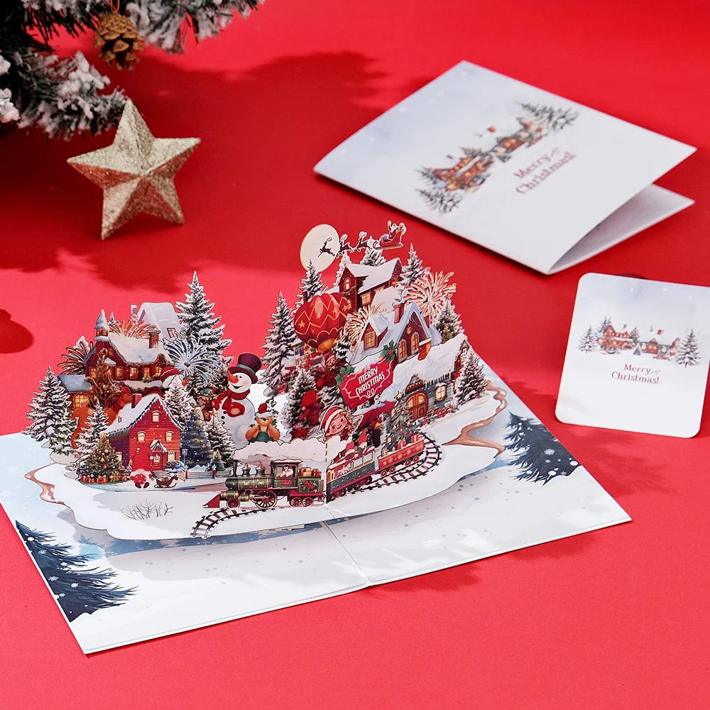 Christmas Card 3D Pop-Up Santa Tree Reindeer Holiday Greeting 36 Designs