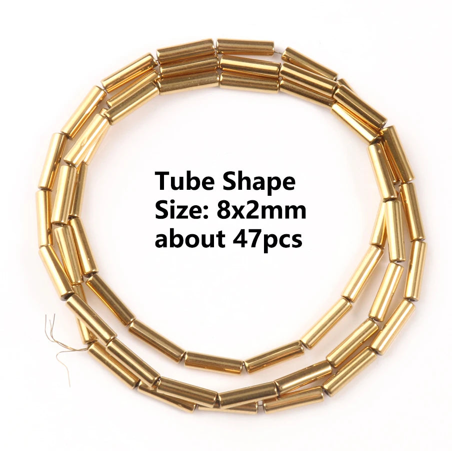 Stone Beads Gold-Tone Hematite-Style Spacer Shapes for DIY Jewelry Making